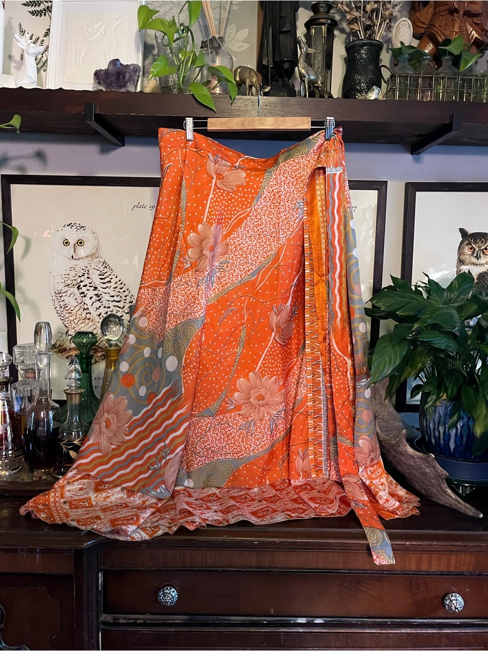EARTHBOUND Orange Floral Wrap Skirt